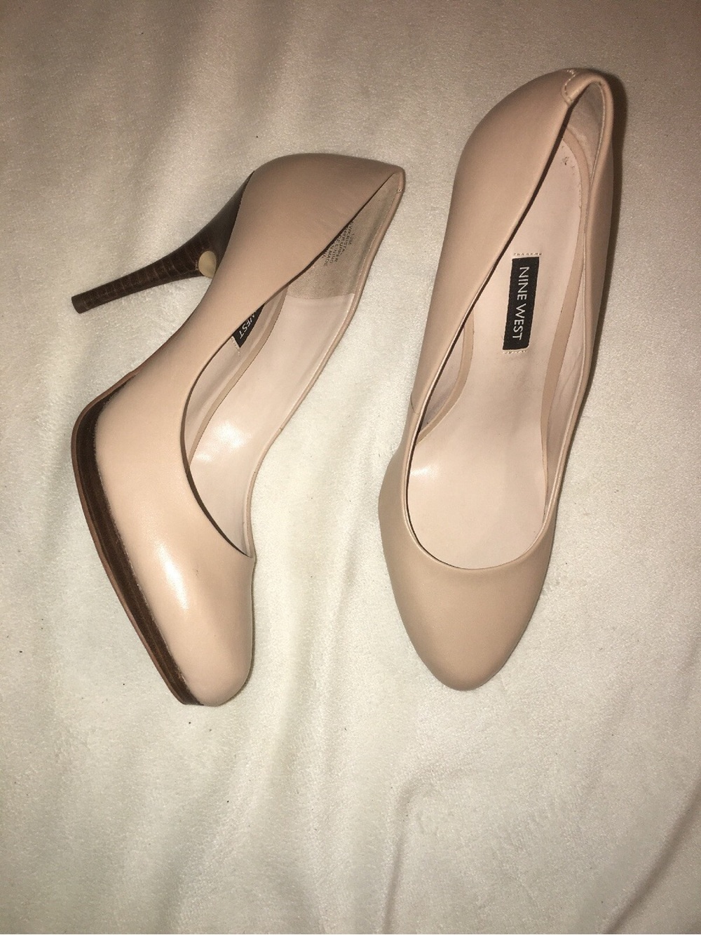 Nine West Kristal Platform Pumps Women's Beige LEATHER
